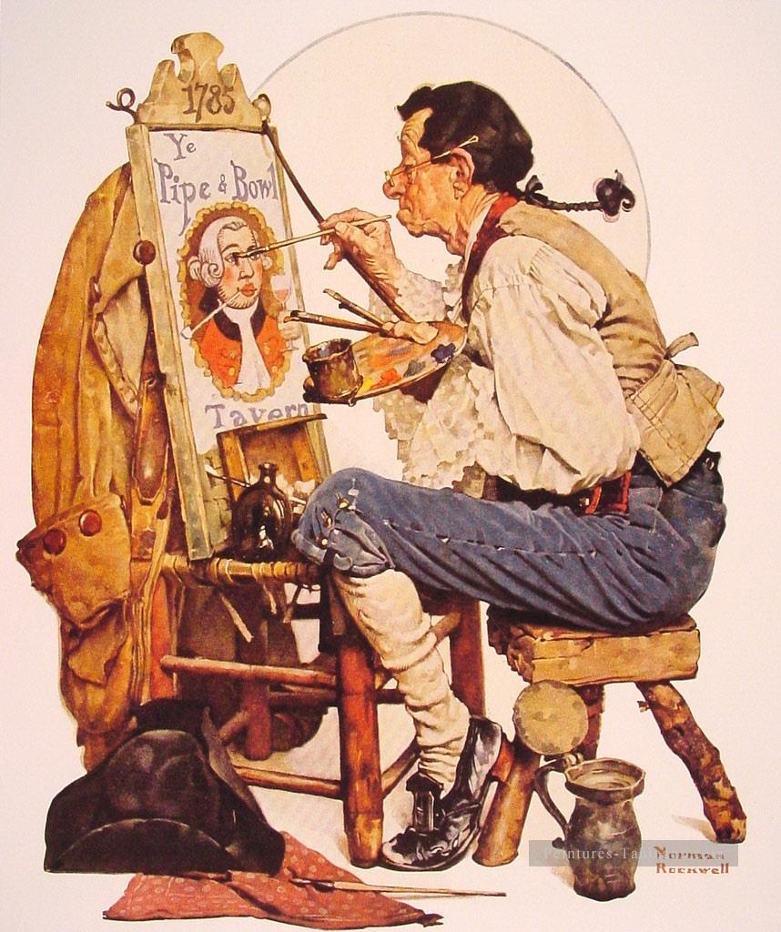enseigne pipe et bol peintre 1926 Norman Rockwell Peintures à l'huile